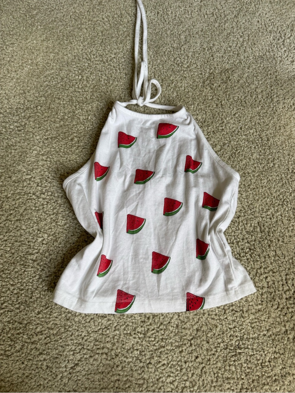Hollister John galt White Halter Crop Top with Watermelon Print y2k summer tee